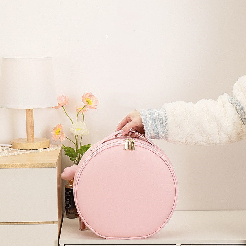 Round Smart LED Makeup Bag With Mirror Light